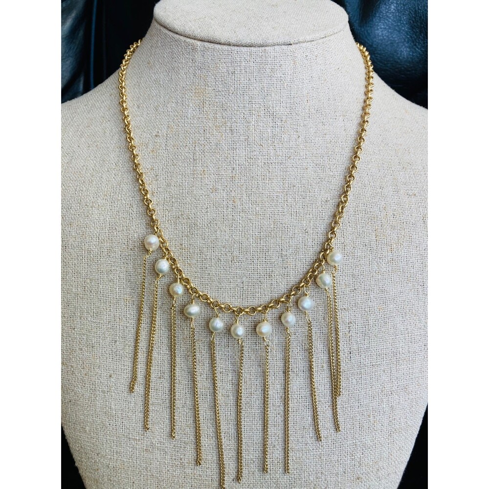 14k gold filled fresh water pearl tassels Necklace 17"